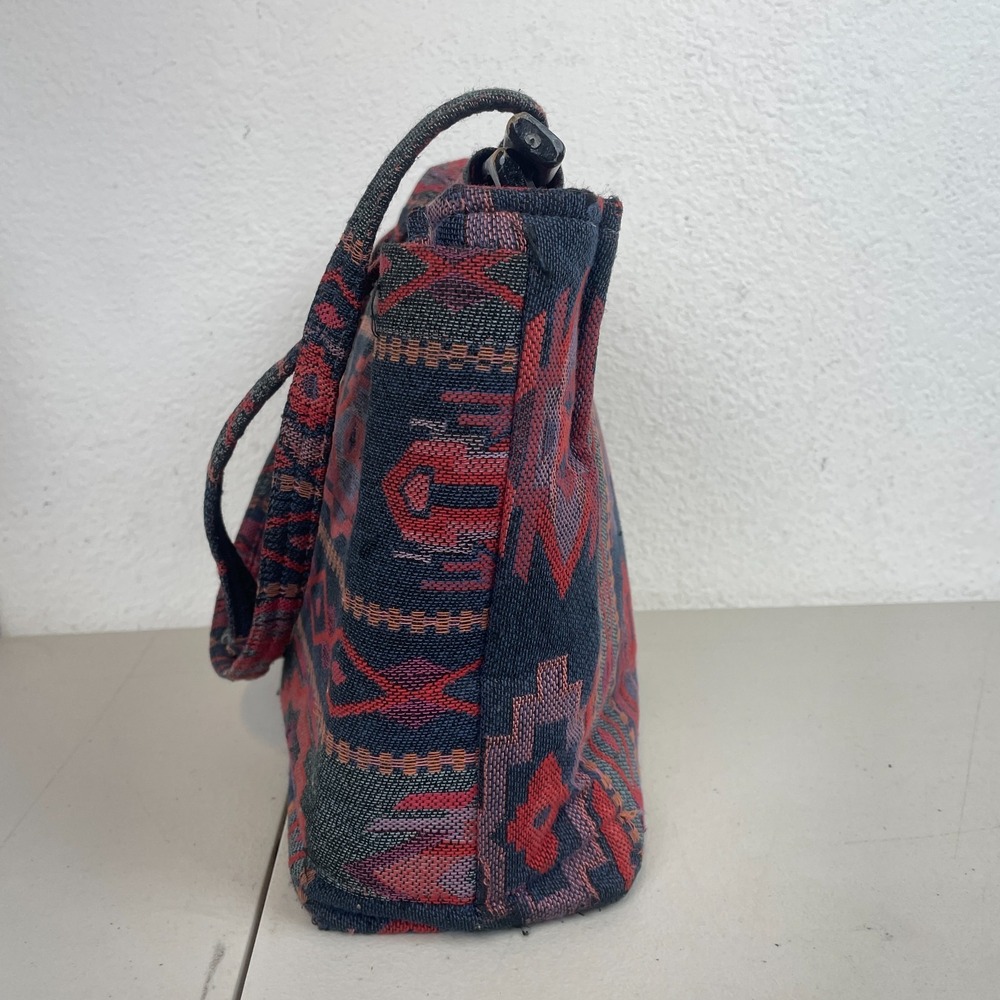Vintage Toby Weston Purse Handbag Red Aztec Tribal Tapestry Shoulder Bag USA - Picture 2 of 13